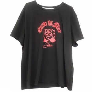 Shein Selena Short Sleeve T-Shirt Black Red